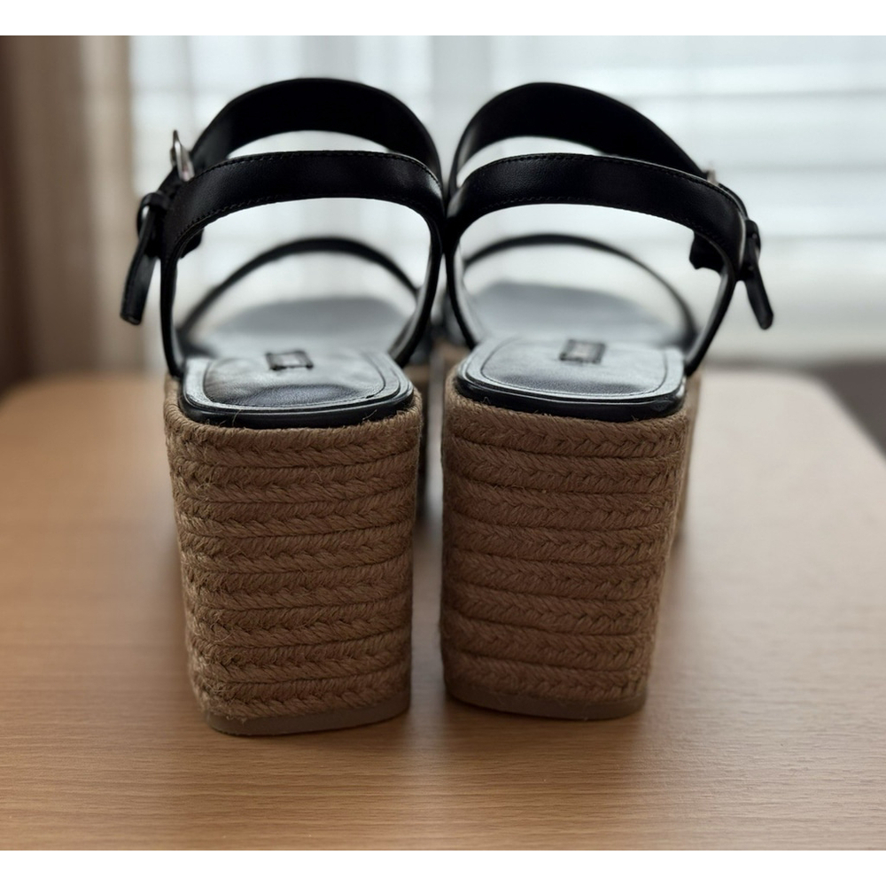 Nine West Women Classic Chunky Strap Dark Espadrille Platform Sandal BLACK 9.5 M - Picture 12 of 14